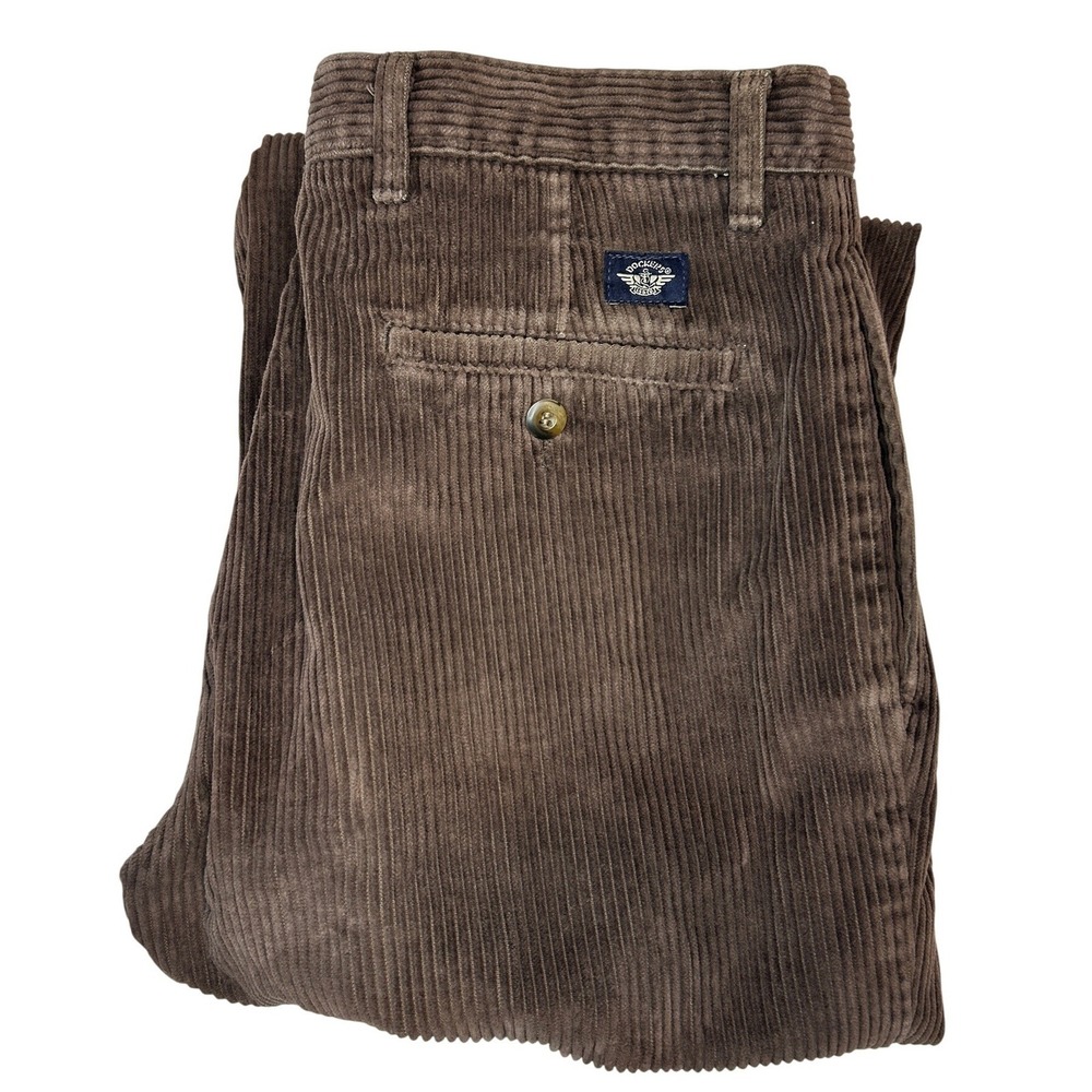 Dockers Corduroy Pants W32 L31 Men's Brown Loose Fit Pleated Wide Wale Vintage